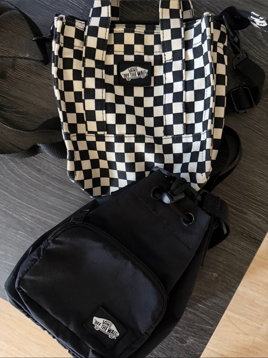 Vans Handbags - Vans Black & White Checkerboard and Black Crossbody Bag Duo